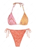 ZAFUL Maillot de Bain Bikini Bohème Côtelé à Imprimé Cachemire à Cordon S Multi a