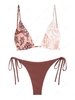 ZAFUL Maillot de Bain Bikini Bohème Côtelé à Imprimé Ethnique Bicolore S