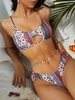 ZAFUL Maillot de Bain Bikini Bohème Côtelé Croisé Découpé à Imprimé Fleuri Ethnique S