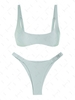 ZAFUL Maillot de Bain Bikini Brillant à Coupe Haute à Volants S Vert clair