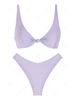 ZAFUL Maillot de Bain Bikini Brillant Noué Cheeky S Violet clair