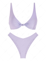 ZAFUL Maillot de Bain Bikini Brillant Noué Cheeky S Violet clair