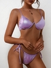 ZAFUL Maillot de Bain Bikini Brillant Noué Métallique à Armature S Violet clair