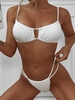 ZAFUL Maillot de Bain Bikini Broderie Anglaise avec Trou de Serrure S Blanc