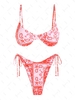ZAFUL Maillot de Bain Bikini Cachemire Noué à Côté à Armature M Rouge
