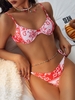 ZAFUL Maillot de Bain Bikini Cachemire Noué à Côté à Armature S Rouge