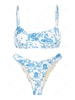 ZAFUL Maillot de Bain Bikini Cheeky à Imprimé Fleuri Animal Style Débardeur Xs Bleu clair