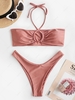 ZAFUL Maillot de Bain Bikini Cintré Multi-positions à Coupe Haute L Rose clair