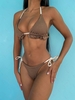 ZAFUL Maillot de Bain Bikini Contrasté Plissé à Bretelle à Volants M Café profond