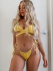 ZAFUL Maillot de Bain Bikini Convertible Côtelé Noué à Col Halter S Deep yellow
