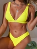 ZAFUL Maillot de Bain Bikini Coupe Haute à Col V S Jaune