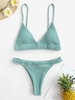 ZAFUL Maillot de Bain Bikini Court Texturé en Couleur Unie S Vert