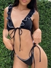 ZAFUL Maillot de Bain Bikini Cousu Noué à Côté à Volants M Noir