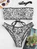 ZAFUL Maillot de Bain Bikini Cousu Sorcière Serpent Léopard Imprimé à Lacets M Blanc