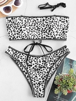 ZAFUL Maillot de Bain Bikini Cousu Sorcière Serpent Léopard Imprimé à Lacets M Blanc