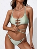 ZAFUL Maillot de Bain Bikini Croisé Découpé avec Anneau en O Soie Dentaire S Vert clair