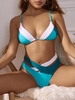 ZAFUL Maillot de Bain Bikini Croisé Découpé en Blocs de Couleurs S Vert profond