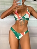ZAFUL Maillot de Bain Bikini Croisé en Blocs de Couleurs à Lacets M Vert