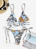 ZAFUL Maillot de Bain Bikini Croisé Noué à Côté à Imprimé Paysage M Bleu clair
