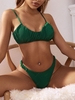 ZAFUL Maillot de Bain Bikini Côtelé à Bretelle Elastique à Volants M Vert profond