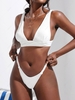 ZAFUL Maillot de Bain Bikini Côtelé à Bretelle Tressée M Blanc
