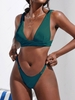 ZAFUL Maillot de Bain Bikini Côtelé à Bretelle Tressée M Vert profond