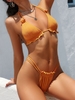 ZAFUL Maillot de Bain Bikini Côtelé à Corde à Volants M Orange foncé