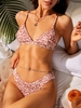 ZAFUL Maillot de Bain Bikini Côtelé à Imprimé Animal à Coupe Haute M Café