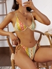 ZAFUL Maillot de Bain Bikini Côtelé à Imprimé Ethnique à Armature S