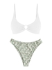 ZAFUL Maillot de Bain Bikini Côtelé à Imprimé Fleuri Taille unique Multi a