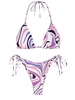 ZAFUL Maillot de Bain Bikini Côtelé à Imprimé Vortex à Cordon L Violet clair