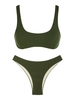 ZAFUL Maillot de Bain Bikini Côtelé à Lacets Style Débardeur Cheeky S Vert profond