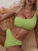 ZAFUL Maillot de Bain Bikini Côtelé à Une Epaule S Vert oignon