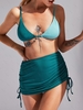 ZAFUL Maillot de Bain Bikini Côtelé Bicolore à Jambe Large Trois Pièces M Vert