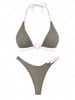 ZAFUL Maillot de Bain Bikini Côtelé Bicolore Bague en O M Café lumière