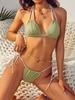 ZAFUL Maillot de Bain Bikini Côtelé Contrasté à Bretelle L Vert clair