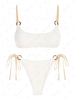 ZAFUL Maillot de Bain Bikini Côtelé Contrasté à Bretelle Anneau en O M Blanc