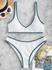 ZAFUL Maillot de Bain Bikini Côtelé Contrasté Cousu M Blanc