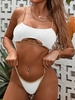 ZAFUL Maillot de Bain Bikini Côtelé Contrasté Creusé sous Buste M Blanc