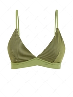 ZAFUL Maillot de Bain Bikini Côtelé Croisé en Blocs de Couleurs Deux Pièces M Vert