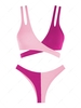 ZAFUL Maillot de Bain Bikini Côtelé Croisé Enveloppé Bicolore S Rose clair