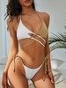 ZAFUL Maillot de Bain Bikini Côtelé Croisé Noué Bicolore M Blanc