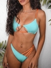 ZAFUL Maillot de Bain Bikini Côtelé Découpé à Bretelle Contrastée M Bleu