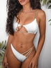 ZAFUL Maillot de Bain Bikini Côtelé Découpé à Bretelle Contrastée S Blanc