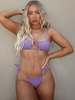 ZAFUL Maillot de Bain Bikini Côtelé Découpé à Cordon à Volants S Pourpre