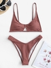 ZAFUL Maillot de Bain Bikini Côtelé Découpé à Jambe Haute S Rose clair