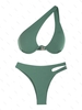 ZAFUL Maillot de Bain Bikini Côtelé Découpé à Une Epaule S Vert clair