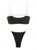 ZAFUL Maillot de Bain Bikini Côtelé Découpé Bicolore à Cordon S Noir