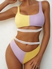 ZAFUL Maillot de Bain Bikini Côtelé Découpé en Blocs de Couleurs M