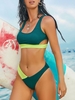ZAFUL Maillot de Bain Bikini Côtelé Découpé en Blocs de Couleurs M Vert profond